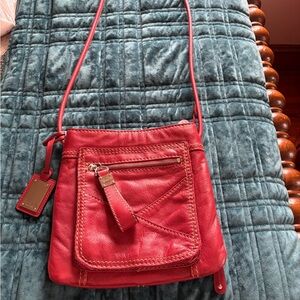 Red Leather crossbody Bag